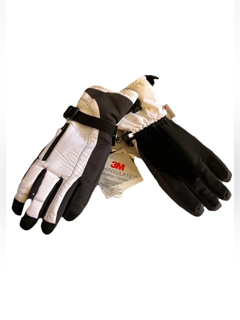 Grand Sierra Bec-Tech Gloves New Womens Black Gray White Thinsulate 3M Large NWT